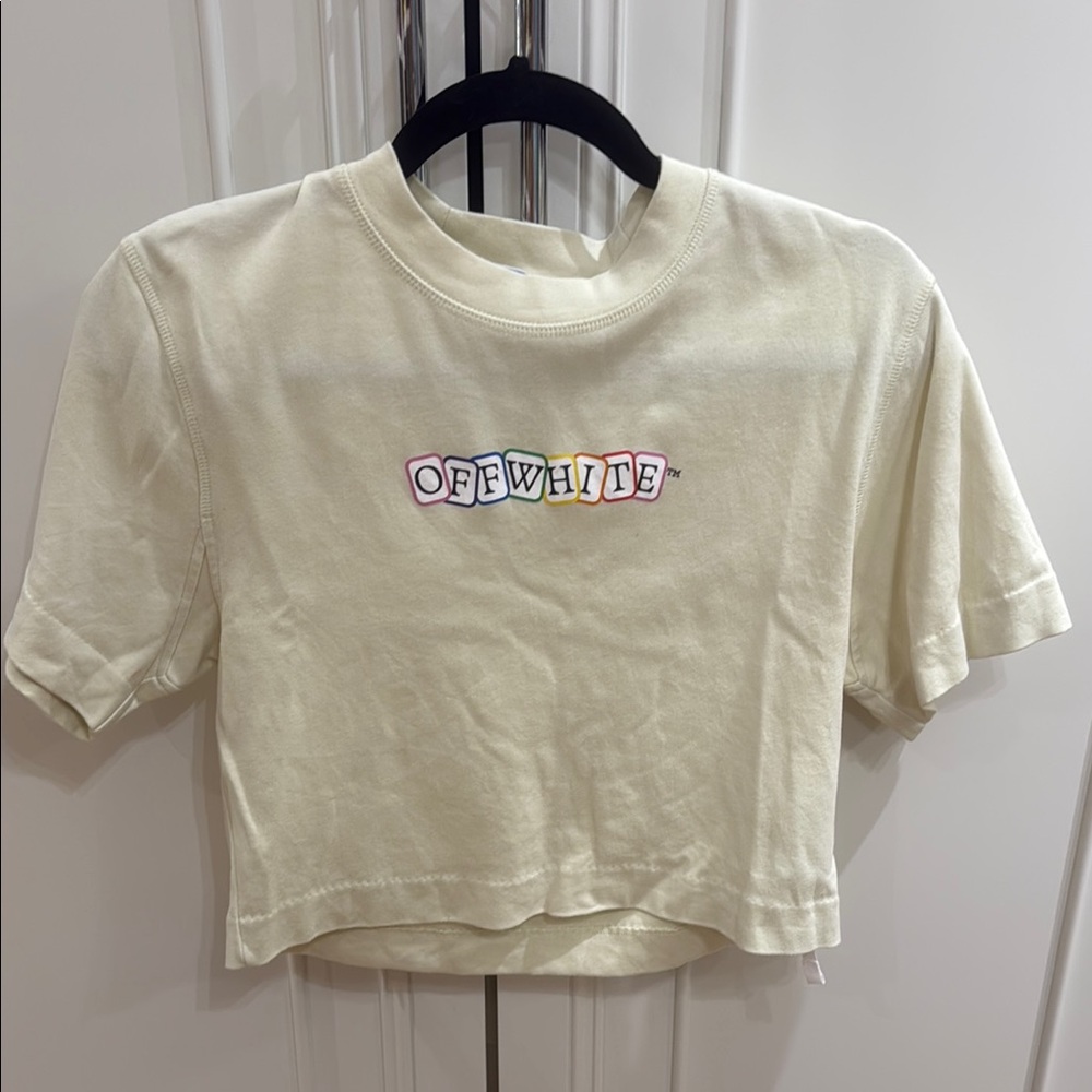 Off-White Cream Short Sleeve Tee Modern Crop